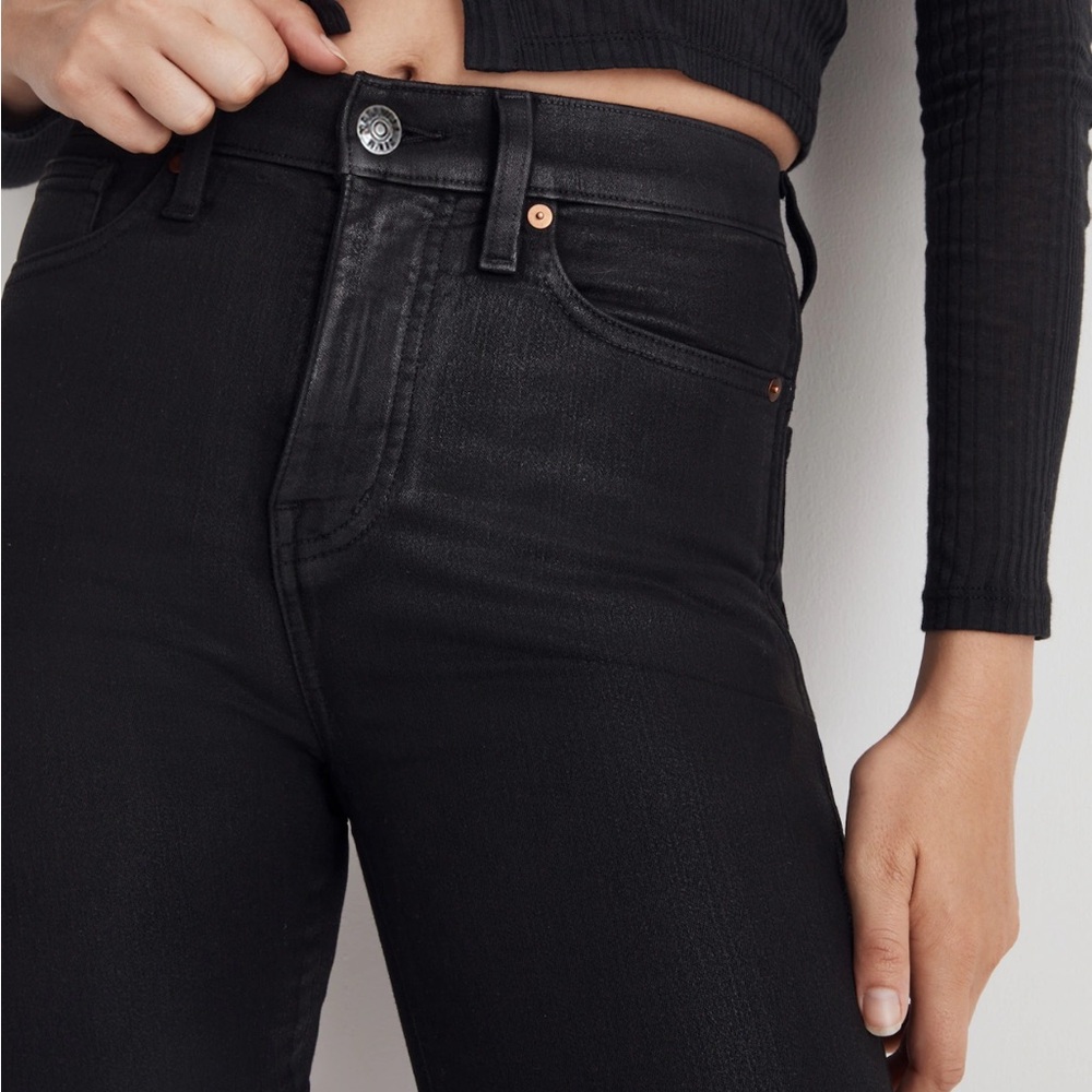 Madewell Stovepipe Jeans in True Black Wash: Coated Edition